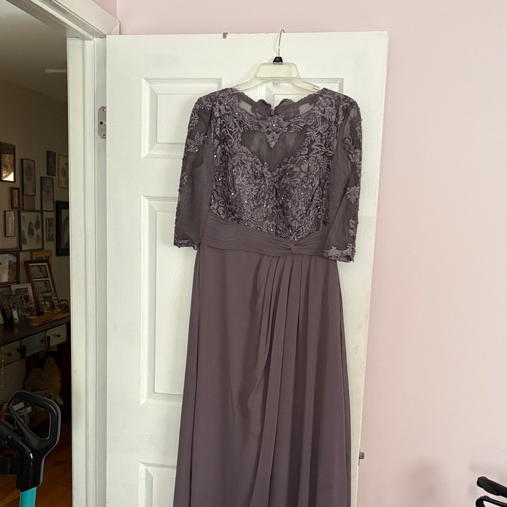 JJs House Long Sleeve Lace Dress in Purple